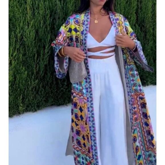 Zara Printed Satin Kimono Size Small - Picture 11 of 11